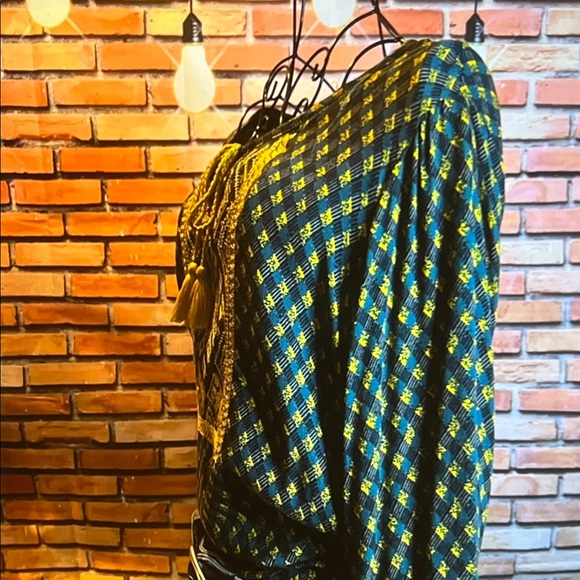 👚 Sacred Threads – Boho Pattern – Blue-Green/Gold – OS (Fits S–L) - Picture 5 of 8